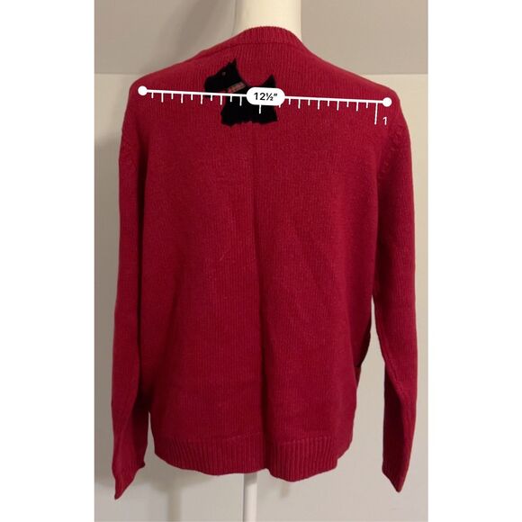 Vintage Red Cardigan Scotties Dogs Button Down M - Picture 6 of 8